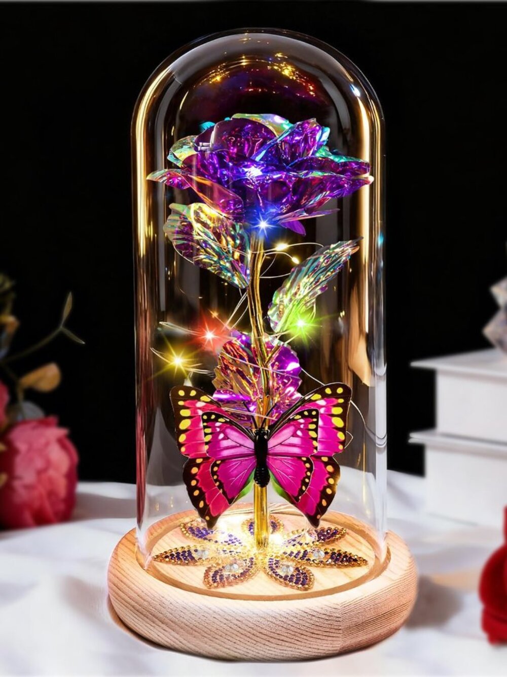 New Birthday Gifts for Women Galaxy Glass Rose